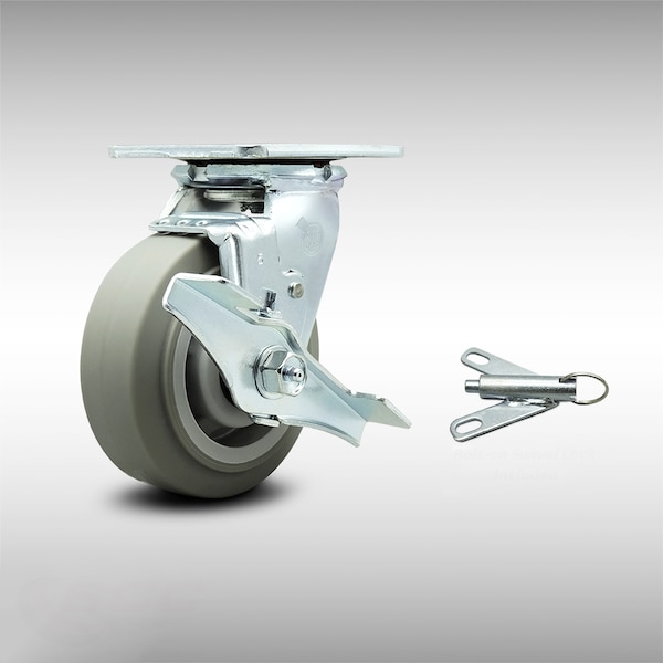 5 Inch SS Thermoplastic Rubber Caster with Roller Bearing and Brake/Swivel Lock